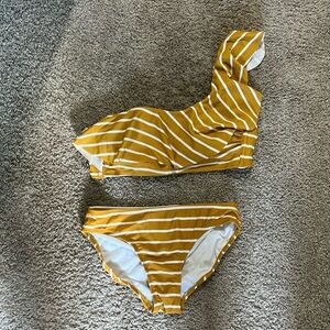 Kona Sol one shoulder two piece bathing suit, bottoms size S, top size L